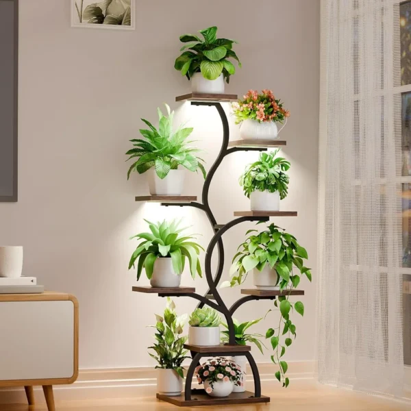 Plant Stand - Indoor with Grow Light - 8 Tiered, 49" Tall