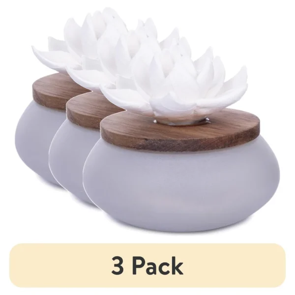 3 Pack, Wicking Ceramic Flower Diffuser