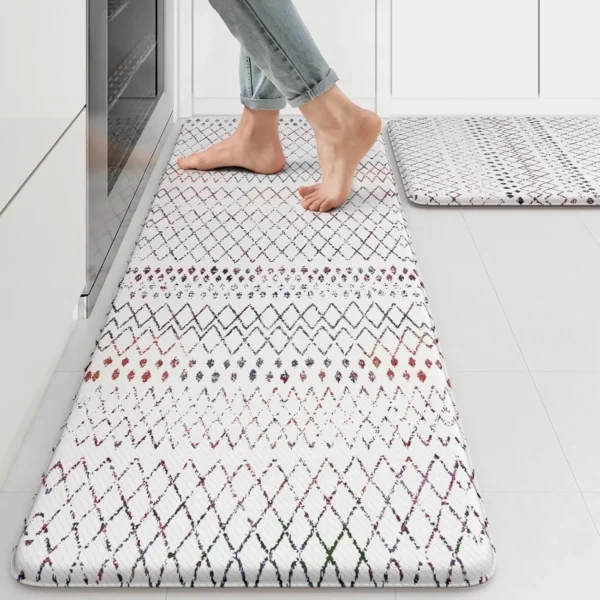 2PCS, Cushioned Anti Fatigue Boho Kitchen Rugs/Mats, Non-Slip Waterproof