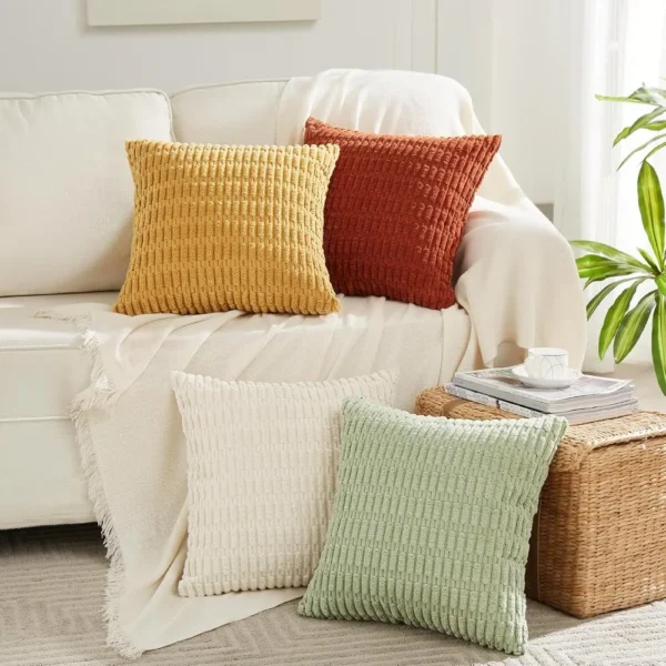 4 Boho Fall Euro Decorative Throw Pillow Covers 28x28 Inch